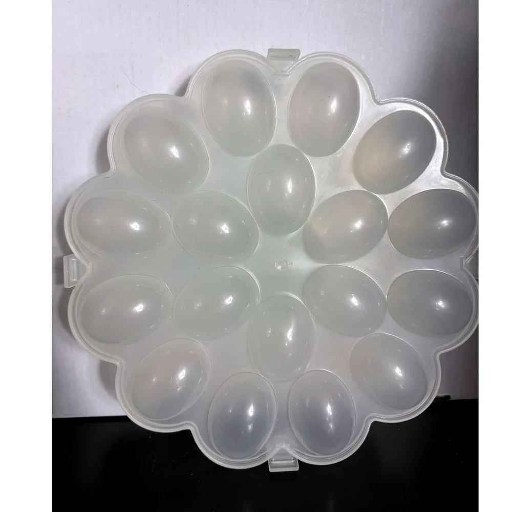 Set of 2 Stackable Deviled Egg Carriers 18 Slot Clear Plastic Trays with Lids